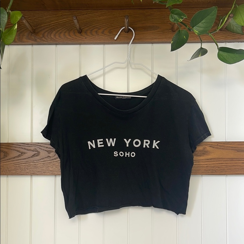 Brandy Melville Black Crop T-Shirt Short Sleeve